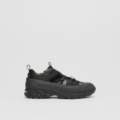 Nylon and Patent Leather Arthur Sneakers in Black - Men | Burberry 