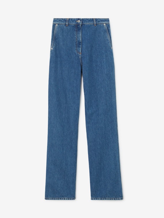 Calças jeans com corte descontraído (Azul Clássico)