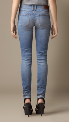 紧身低腰复古水洗牛仔裤