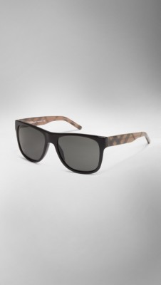 Check Detail Square Frame Sunglasses