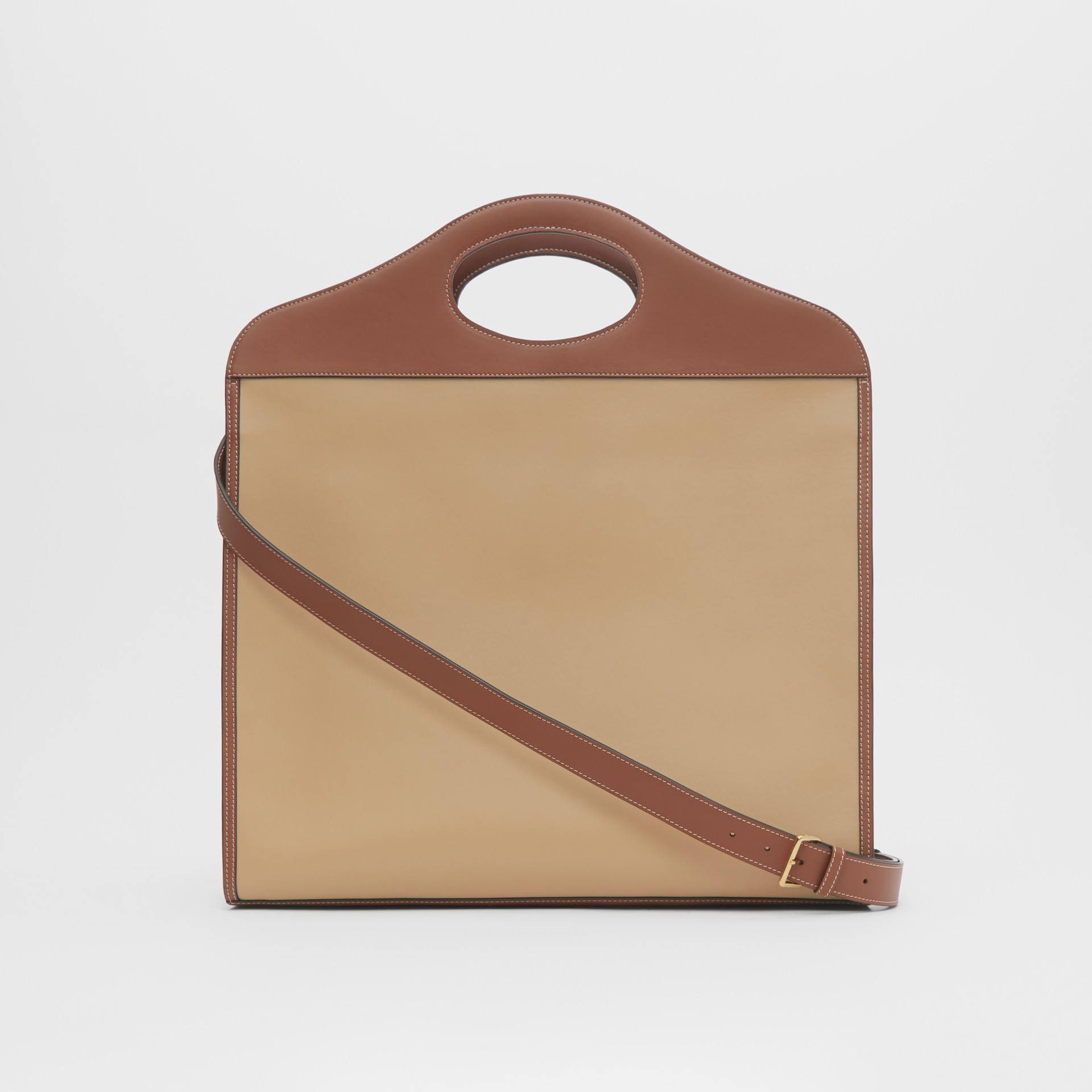 Extra Large Horseferry Appliqué Leather Pocket Bag in Honey Women