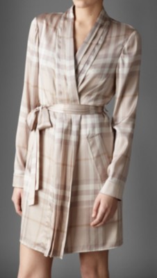 Check Stretch-Silk Dressing Gown