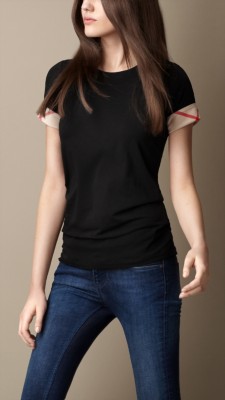 Camiseta de algodón con puños de checks