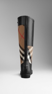 burberry check panel rainboots
