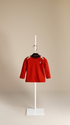 Long Sleeve Check Detail T-Shirt