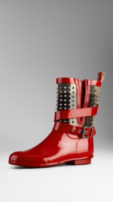 Stud Detail Belted Rain Boots