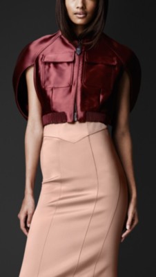 Zipped Satin Cape Bomber