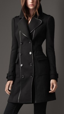 Leather Bound Wool Coat
