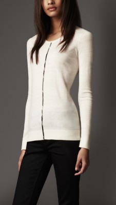 Check Detail Wool Cashmere Sweater