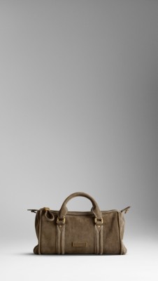 Small Suede Nubuck Leather Bowling Bag