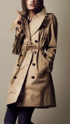 Long Heavy Cotton Twill Trench Coat