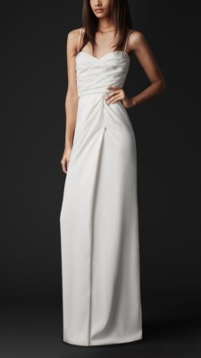 Floor-Length Pleated Bustier Dress