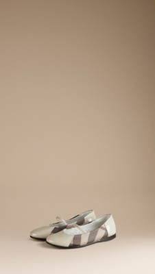 Smoked Check Patent Ballerinas