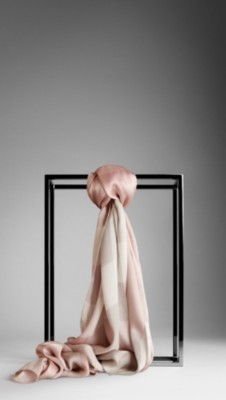 Check Silk Satin Scarf