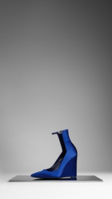 High-Cuff Satin Wedge Pumps