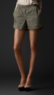 Silk Acorn Print Shorts