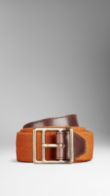 Leather Detail Webbed Belt