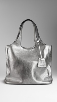 Medium Metallic Leather Shopper