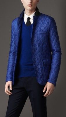 Leather Detail Quilted Blazer