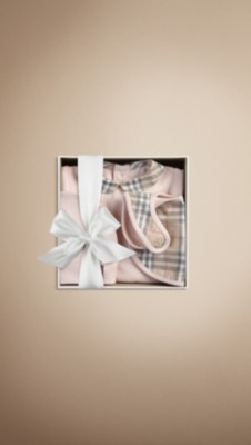 Baby Check Collar Playsuit Gift Set