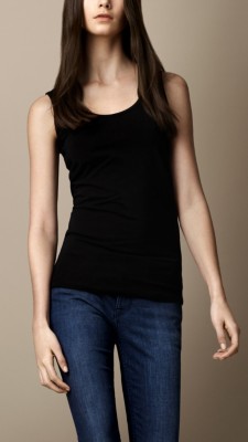 Camiseta sin mangas de cuello amplio con detalle acanalado