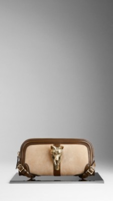 Country Animal Suede Nubuck Clutch Bag