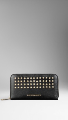 Studded London Leather Ziparound Wallet