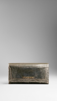 Metallic Lizard Skin Continental Wallet