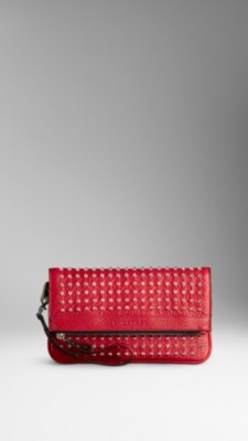Studded Leather Folding Wristlet