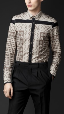 Cotton Woodcut Print Shirt