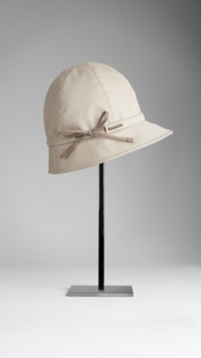 Bow Detail Cotton Gabardine Rain Hat