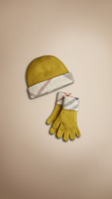 Cotton Cashmere Gloves and Beanie Set