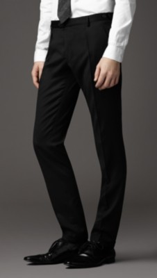 Slim Fit Wool Turn Up Trousers