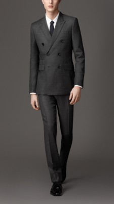 Modern Fit Virgin Wool Double-Breasted Windowpane Check Suit