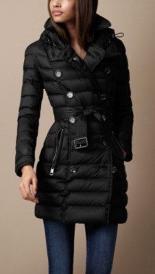 Trench coat acolchado de longitud media