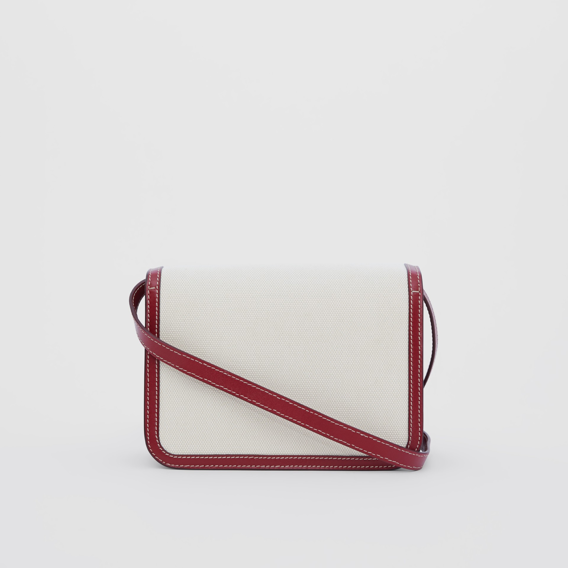 small two tone canvas and leather tb bag