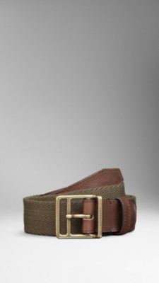 Leather Detail Webbed Belt