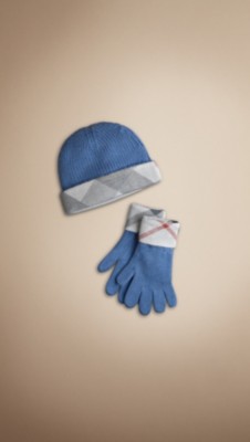 Cotton Cashmere Gloves and Beanie Set