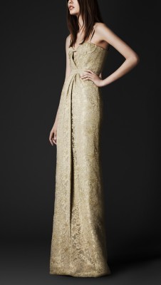 Floor-Length Lace Bustier Dress