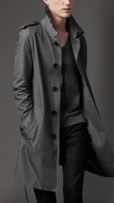 Mid-Length Cotton Gabardine Tonic Weave Trench Coat
