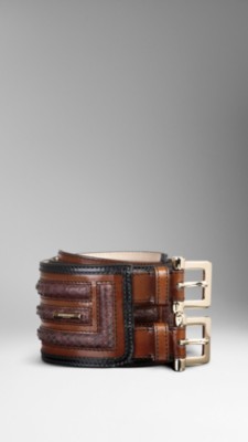 Framed Python Leather Waist Belt