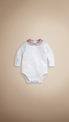 Check Collar Cotton Bodysuit
