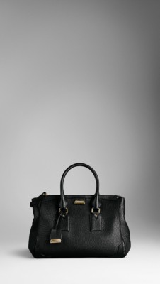 Bolso tote grande en cuero granulado tradicional