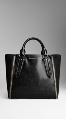 Medium London Leather Zip Detail Tote Bag