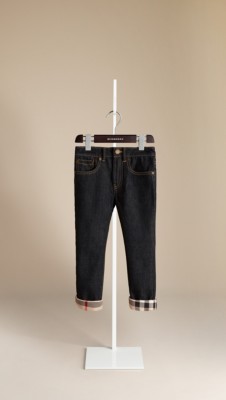 Check Cuff Indigo Jeans