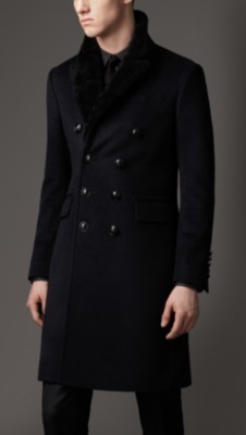Shearling Collar Chesterfield Coat