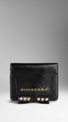 Patent London Leather Studded Bow ID Card Case