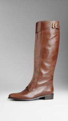 Brogue Detail Leather Boots