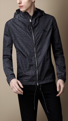 Geometric Print Hooded Jacket