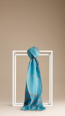 Exploded Check Wool Silk Scarf
